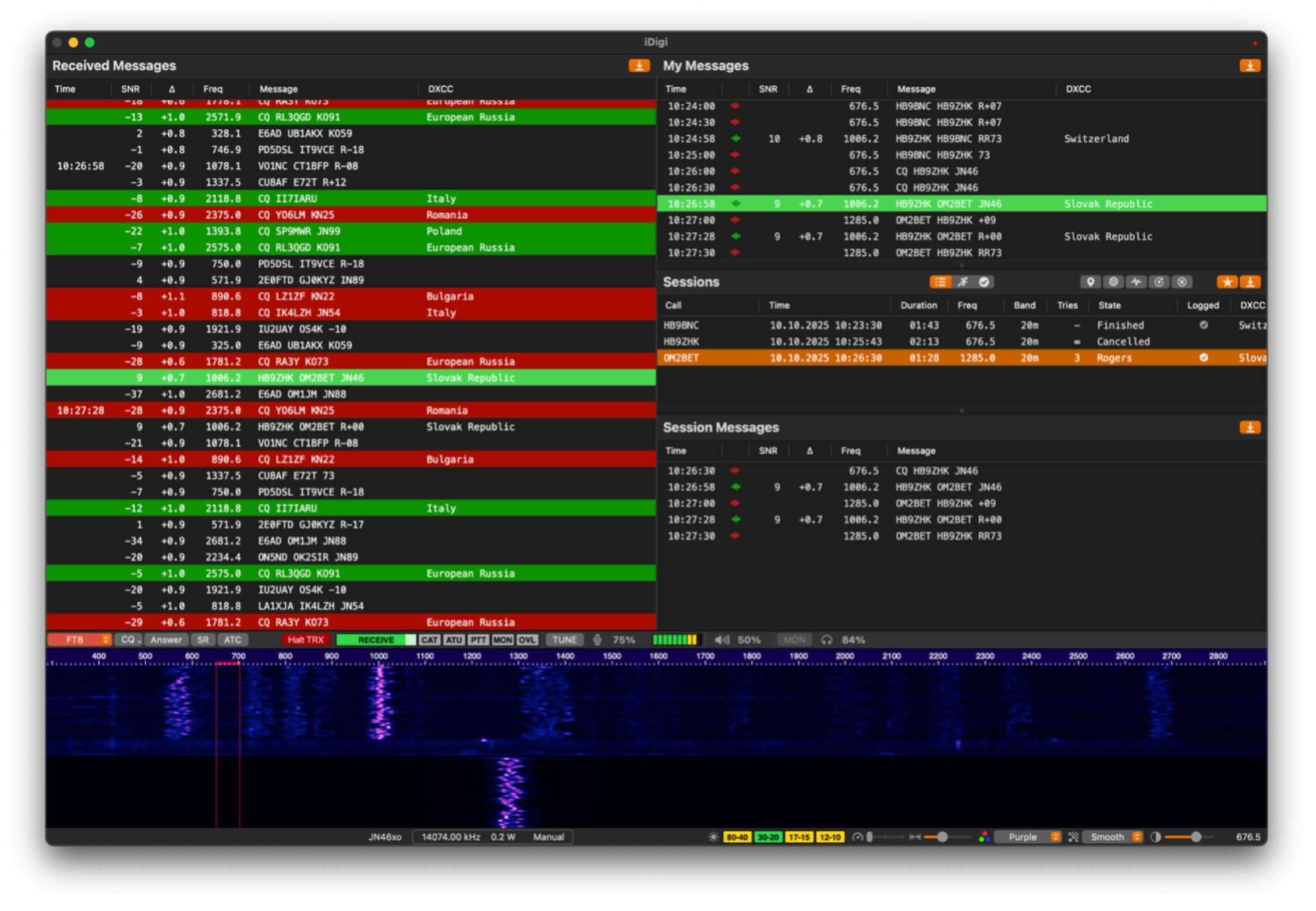 iDigi in FT8 mode